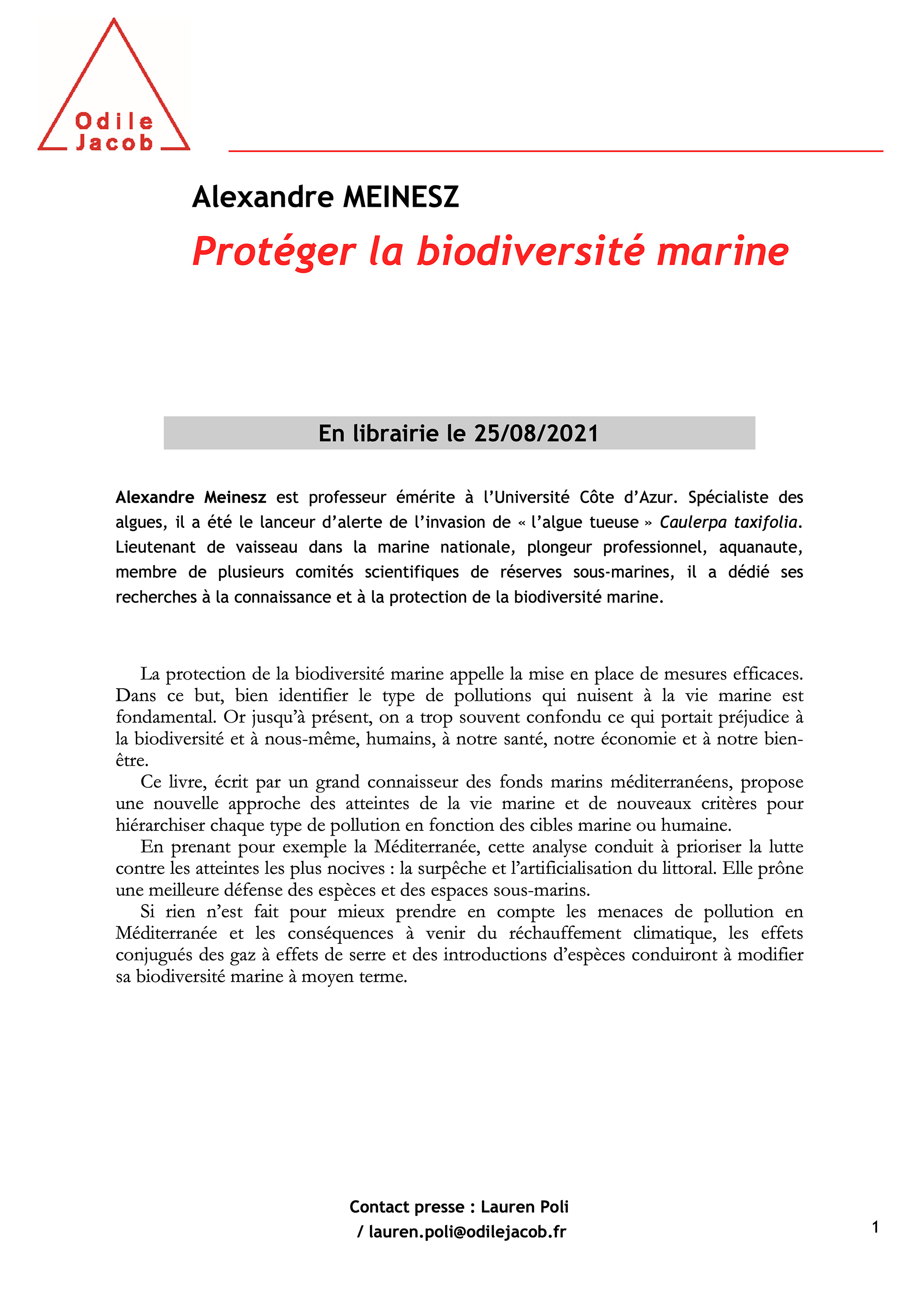 Présentation du Livre par Odile Jacob